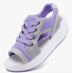 Stylish Purple and Gray Women's Platform Sneaker Sandles